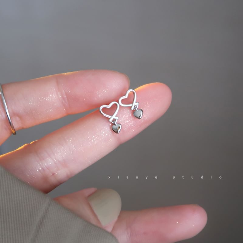 Drop Silver Heart Earring Sterling