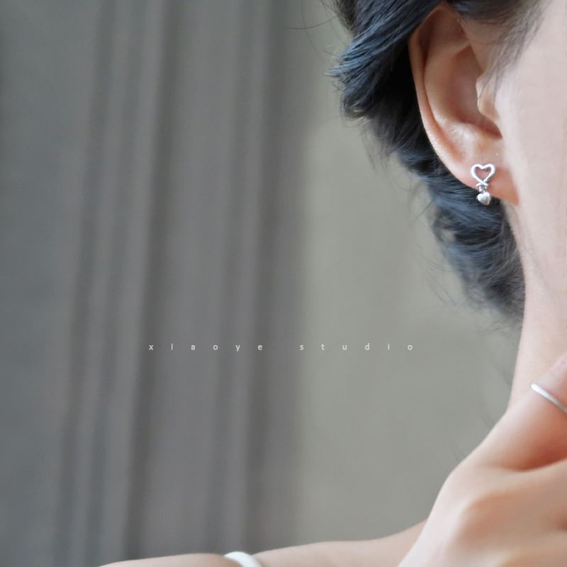 Drop Silver Heart Earring Sterling