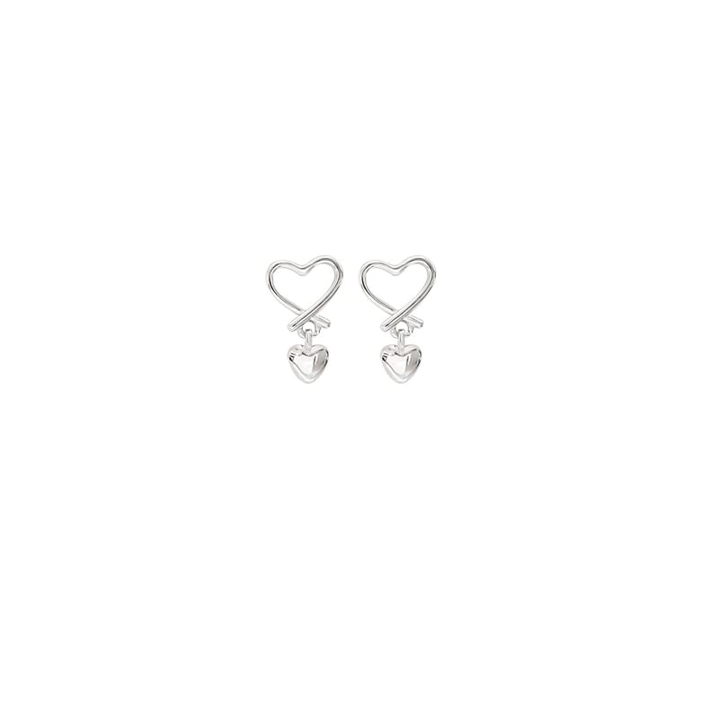 Drop Silver Heart Earring Sterling