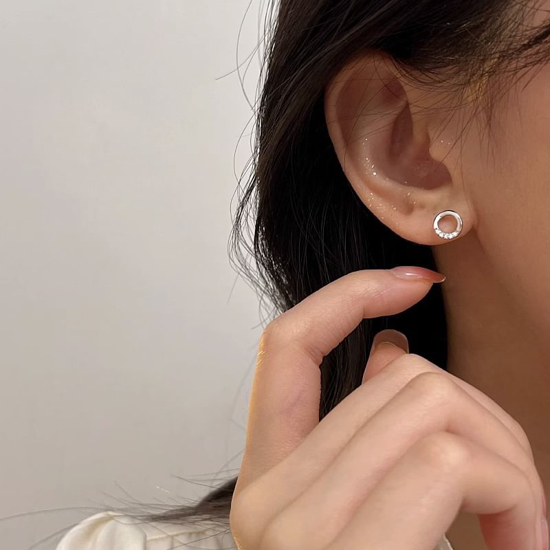 Sterling Designs) Earring Geometric Rhinestone Silver (Various Stud