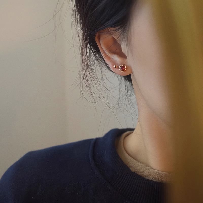 Sterling Silver Heart Stud Earring