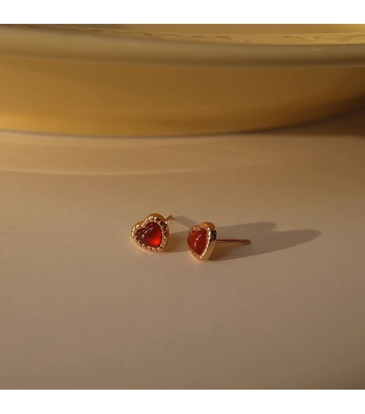 Sterling Silver Heart Stud Earring