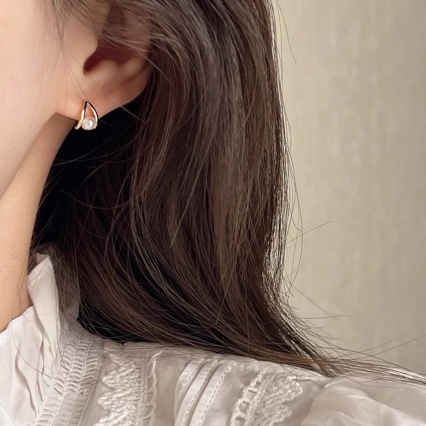 Pearl Sterling Faux Earring Silver Stud