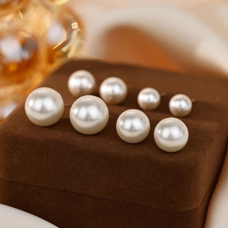 Faux Pearl Stud Silver Sterling Earring