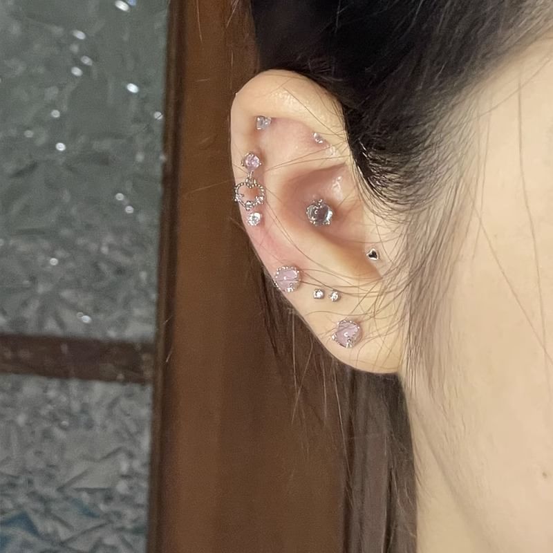 Sterling Gemstone Barbell Silver Earring Faux