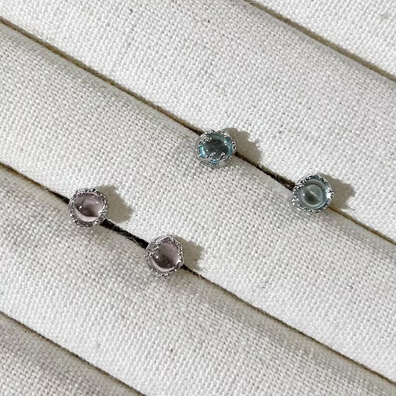 Sterling Gemstone Barbell Silver Earring Faux