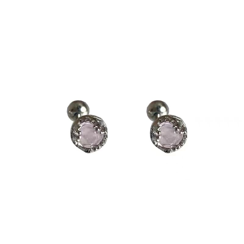 Sterling Gemstone Barbell Silver Earring Faux