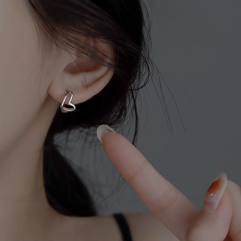 Heart Huggie Silver Earring Sterling