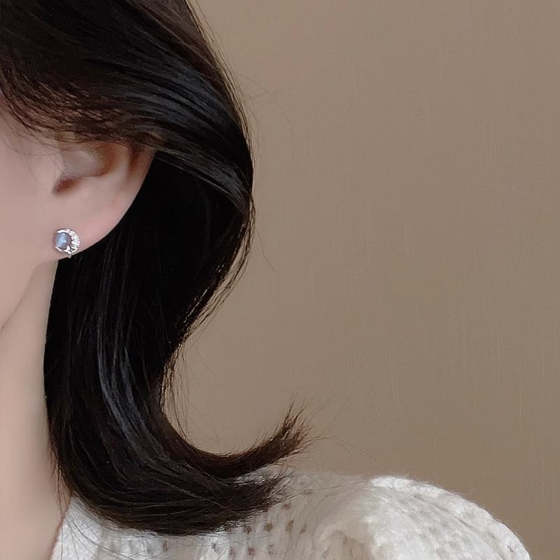 Silver Sterling Moon Earring Stud