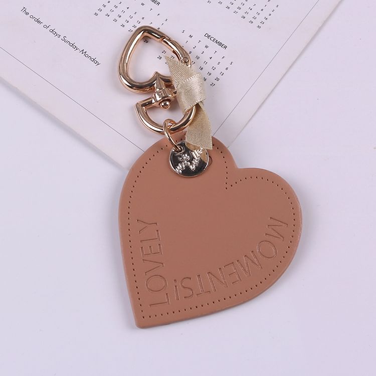 Lettering Heart Faux Leather Keyring