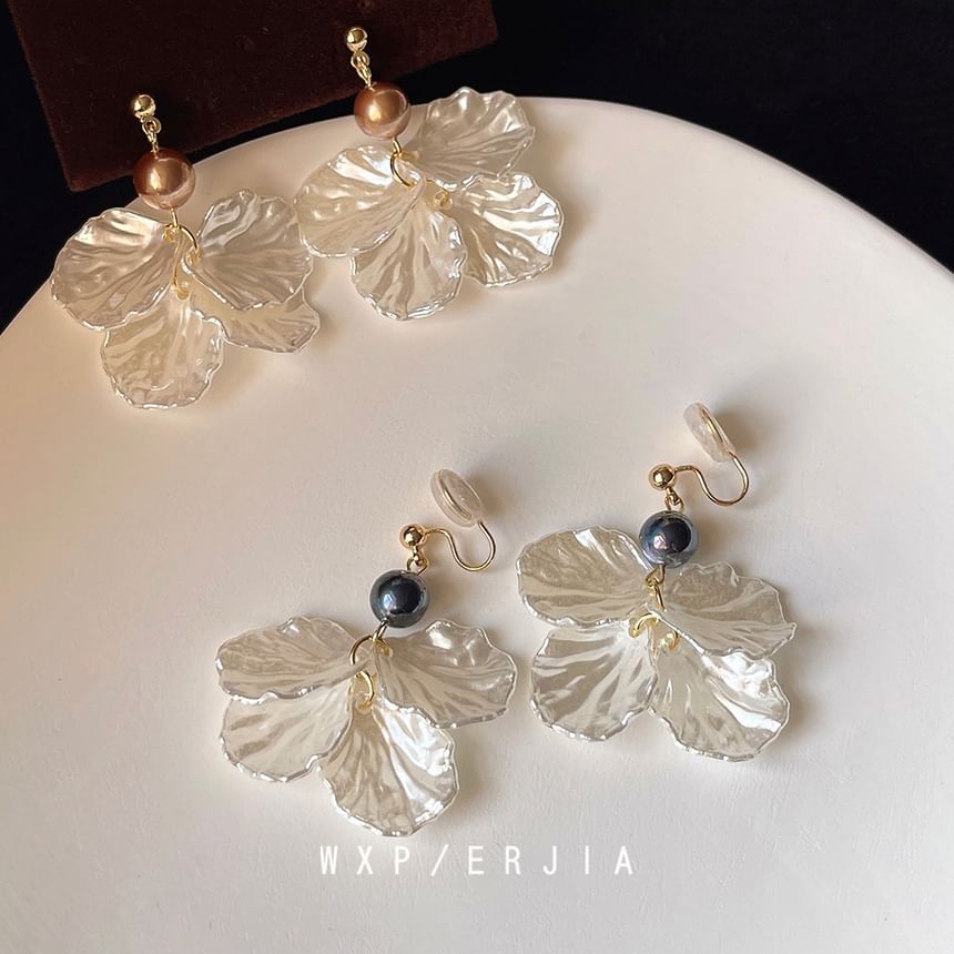 Clip-On Earring Floral Drop