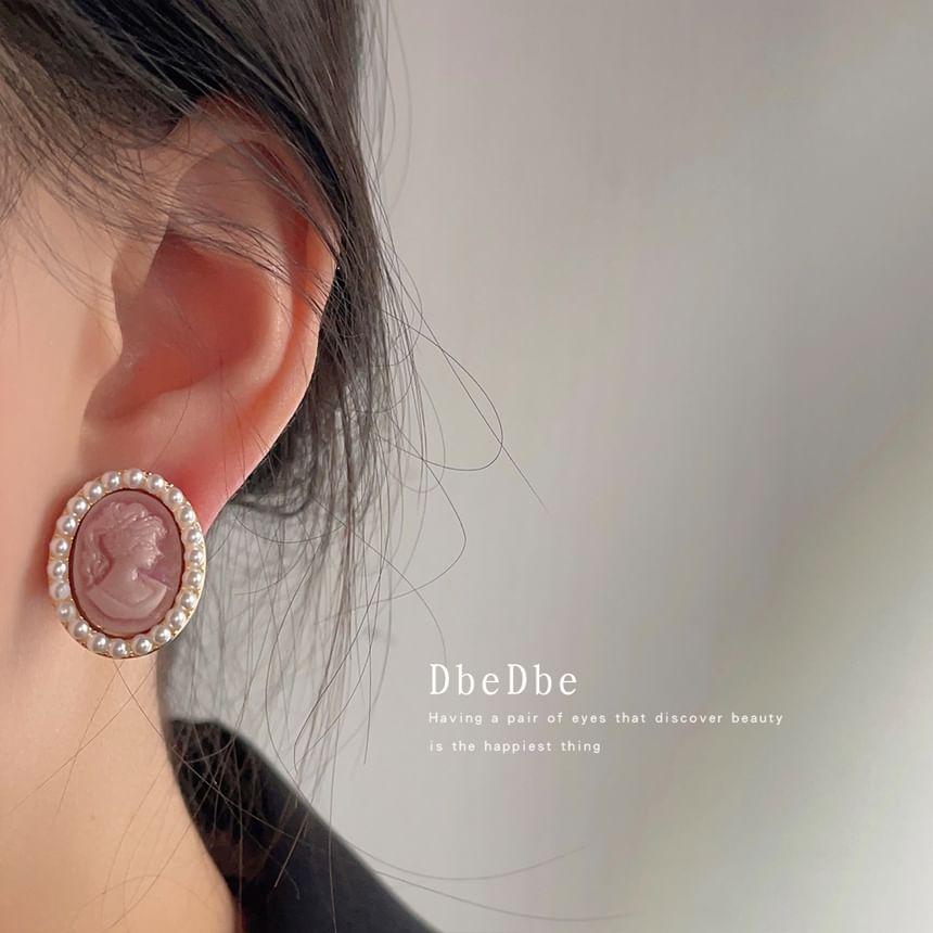 Face Earring Pearl Faux Clip-On