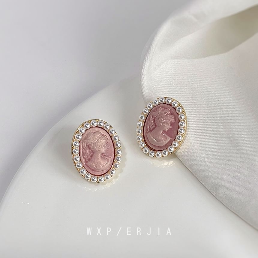 Face Earring Pearl Faux Clip-On