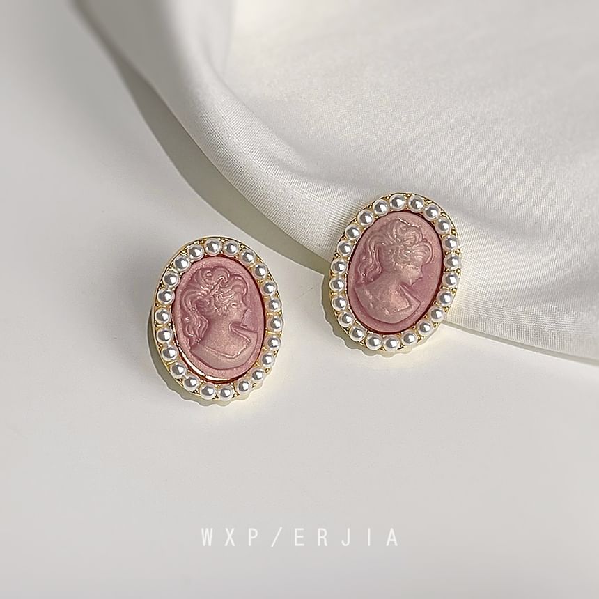 Face Earring Pearl Faux Clip-On