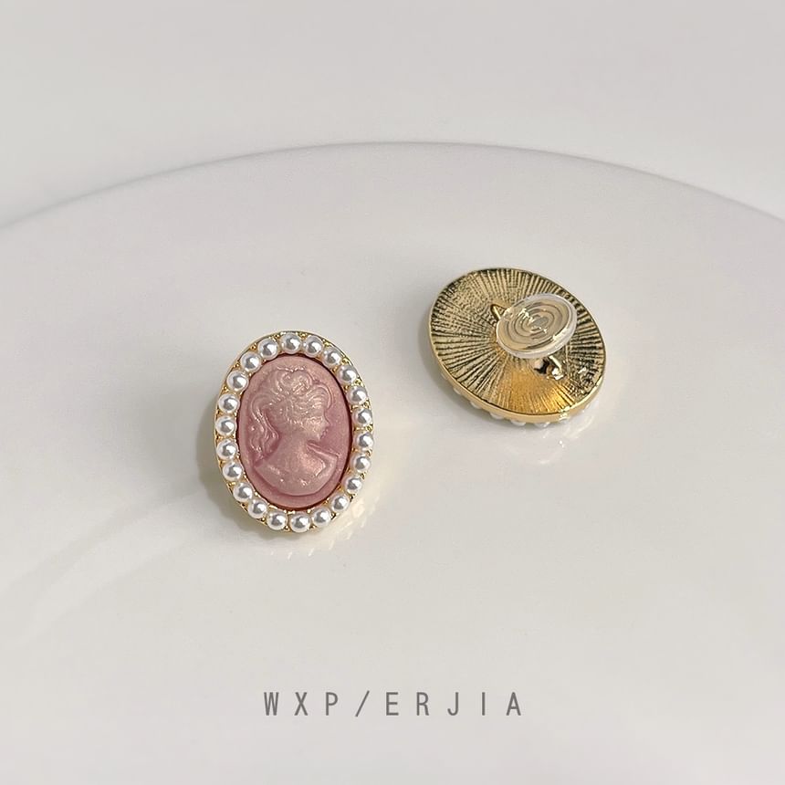 Face Earring Pearl Faux Clip-On