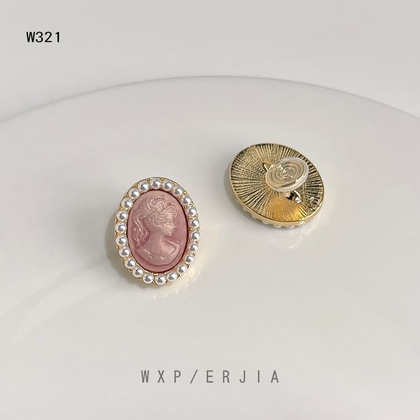 Face Earring Pearl Faux Clip-On