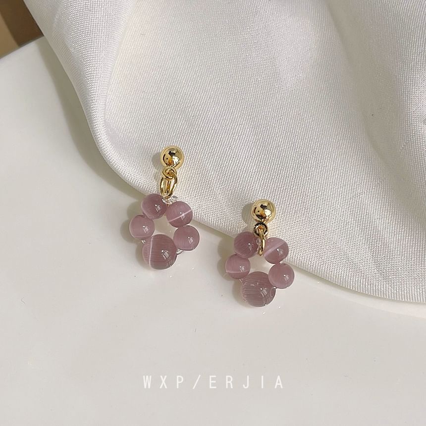 Beaded Gemstone Drop Earring Clip-On