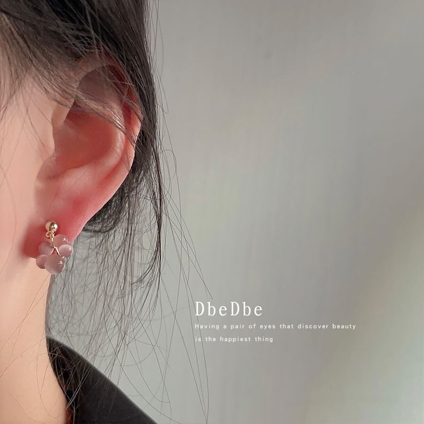 Beaded Gemstone Drop Earring Clip-On