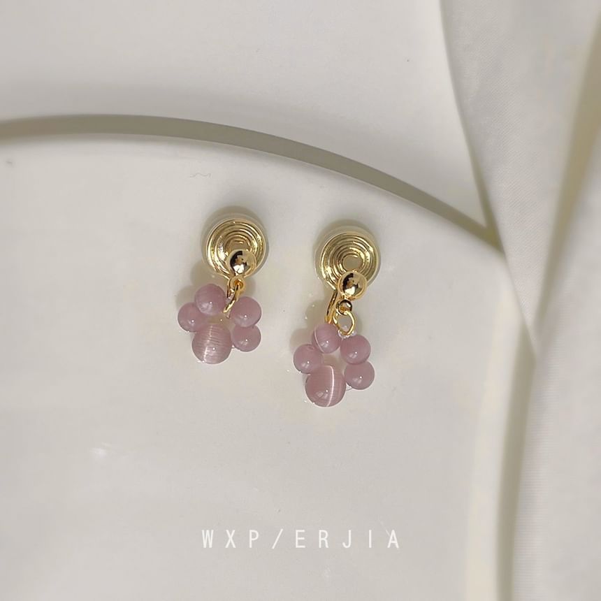 Beaded Gemstone Drop Earring Clip-On