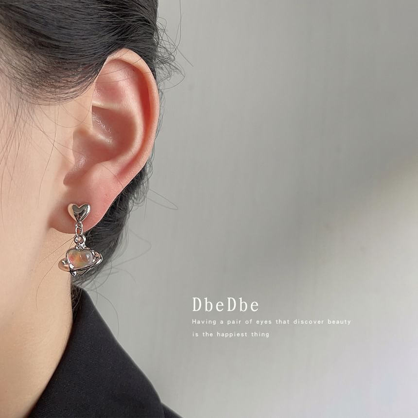 Heart Drop Earring Gemstone Clip-On