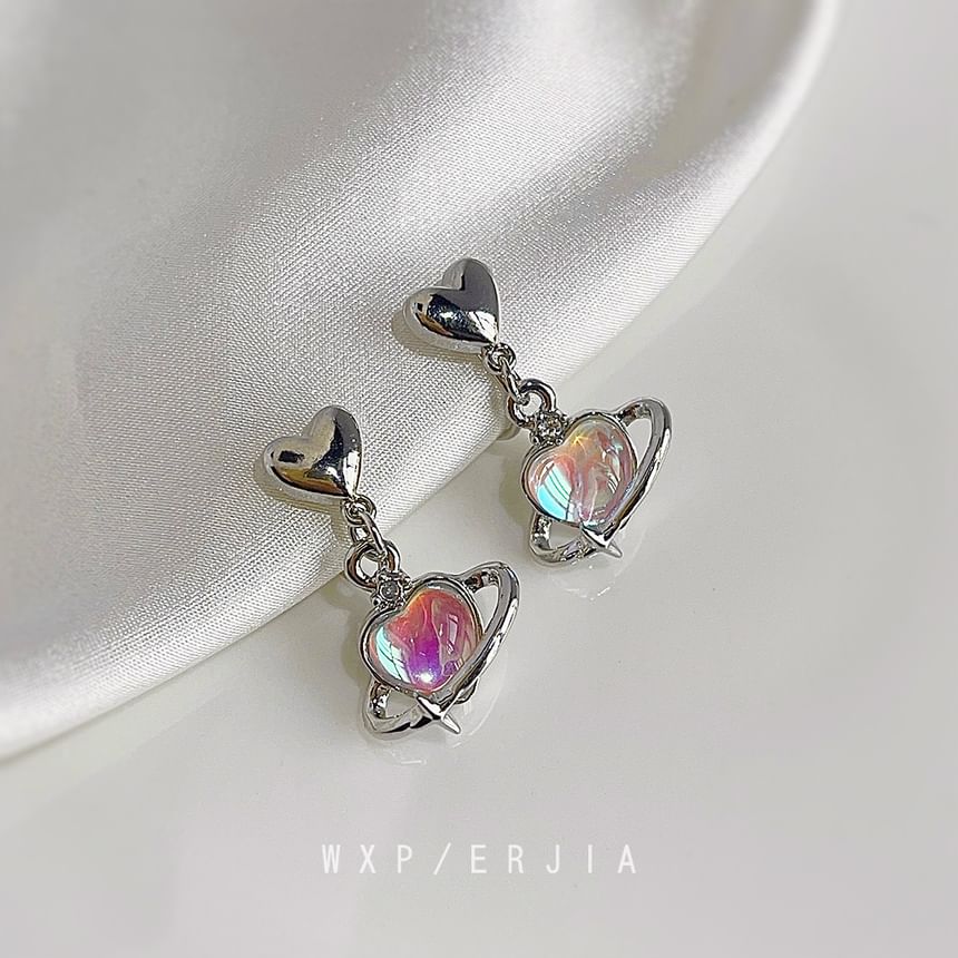 Heart Drop Earring Gemstone Clip-On