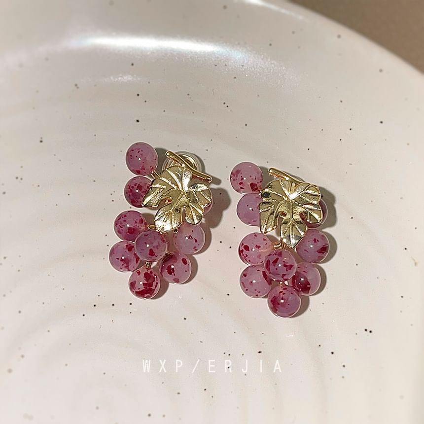 Earring Grape Gemstone Drop Clip-On