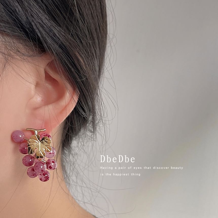 Earring Grape Gemstone Drop Clip-On