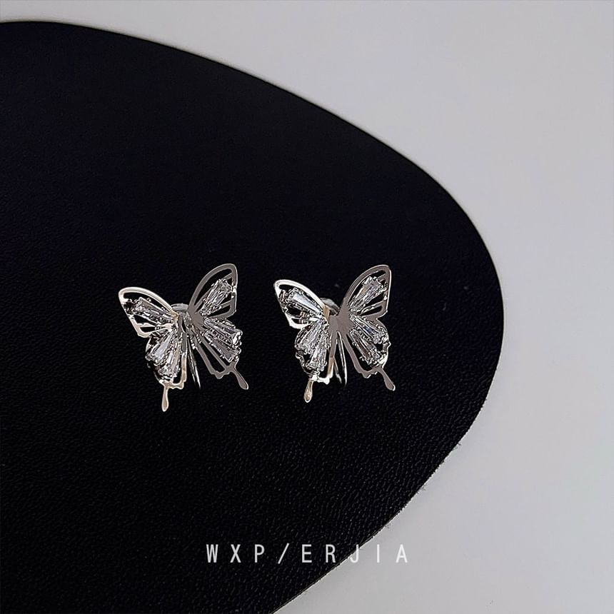 Butterfly Earring Clip-On Rhinestone