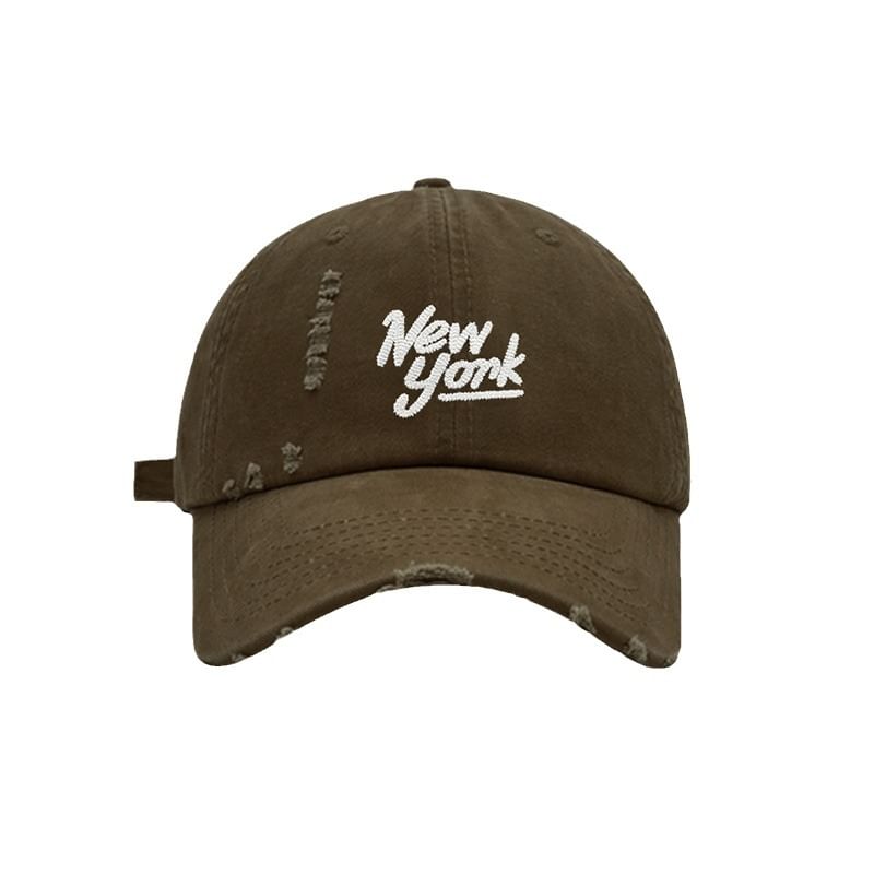 Embroidered Lettering Cap Distressed Baseball