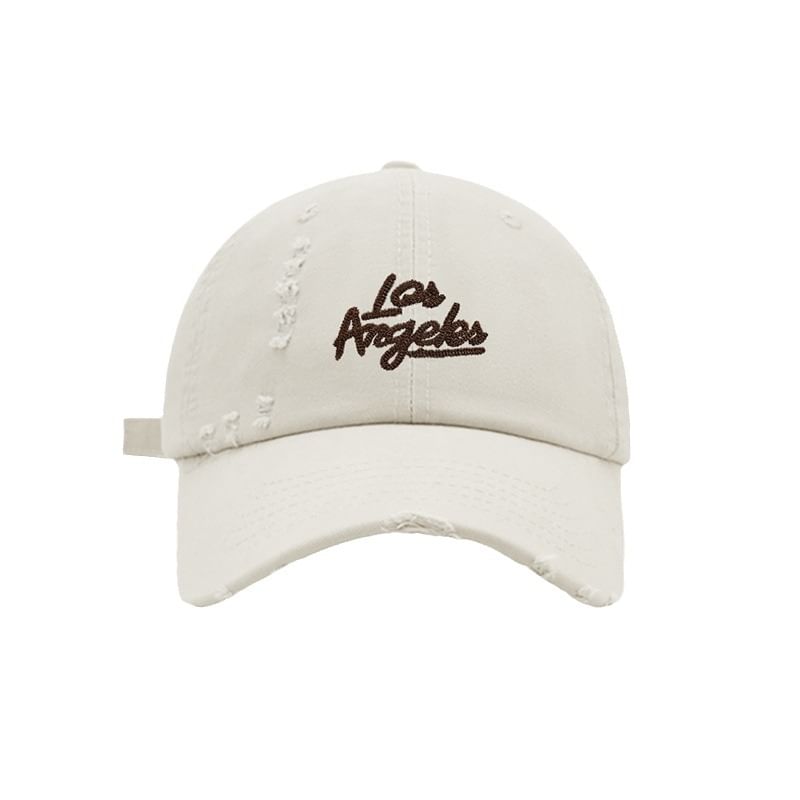 Embroidered Lettering Baseball Distressed Cap