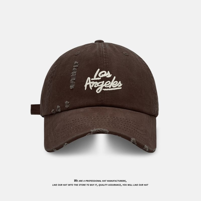 Embroidered Lettering Baseball Distressed Cap