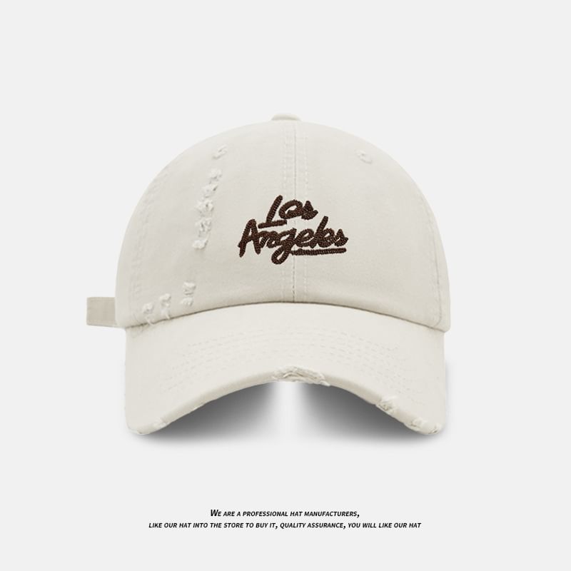 Embroidered Lettering Baseball Distressed Cap