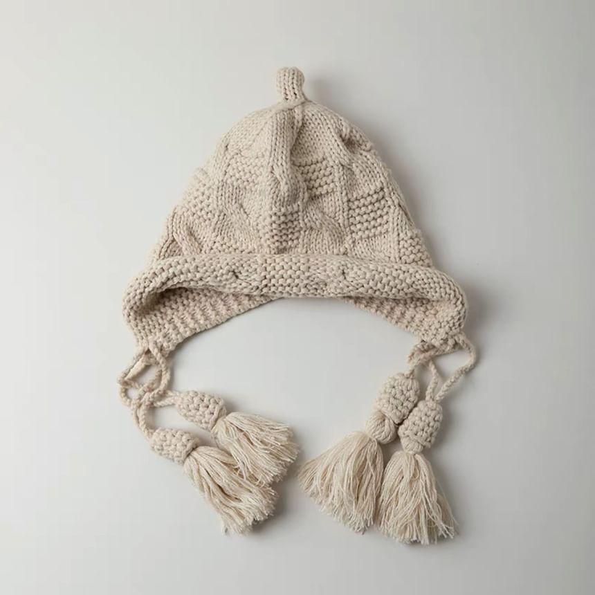 Tasseled Bonnet Hat Knit