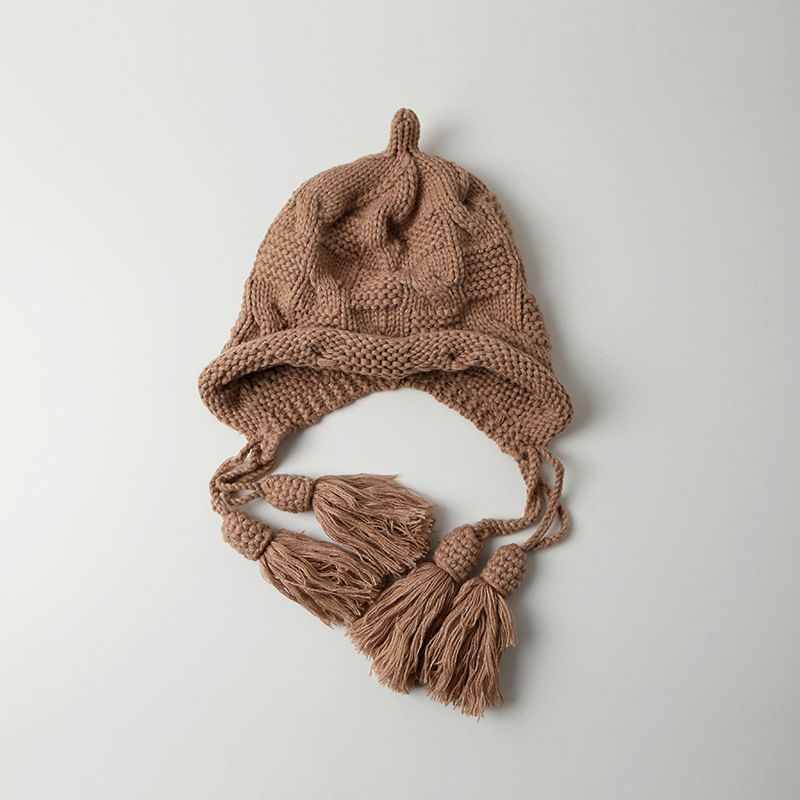 Tasseled Bonnet Hat Knit