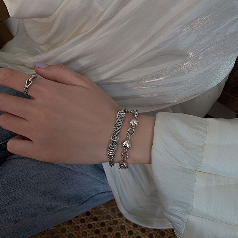 Heart Layered Alloy Bracelet