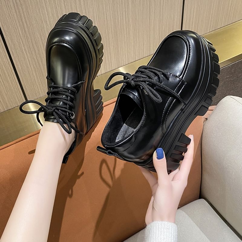 Derby Lace-Up Platform Chunky Shoes Heel