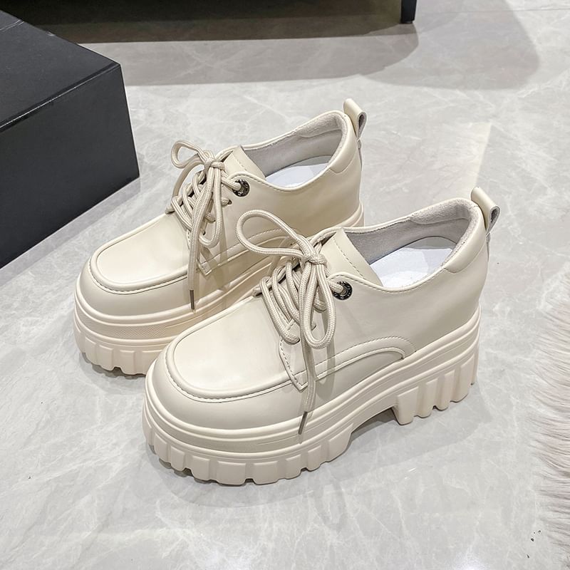 Derby Lace-Up Platform Chunky Shoes Heel