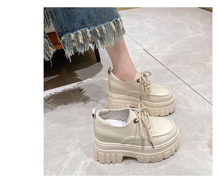 Derby Lace-Up Platform Chunky Shoes Heel
