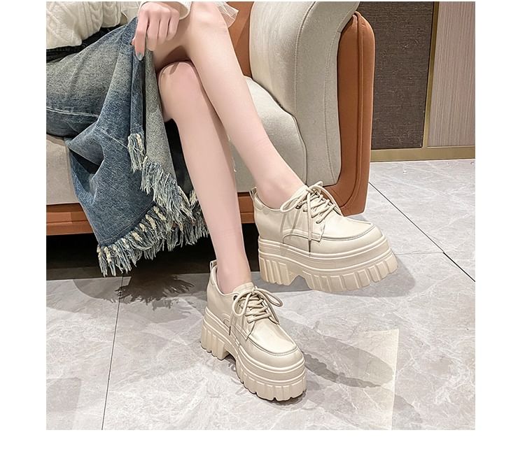 Derby Lace-Up Platform Chunky Shoes Heel