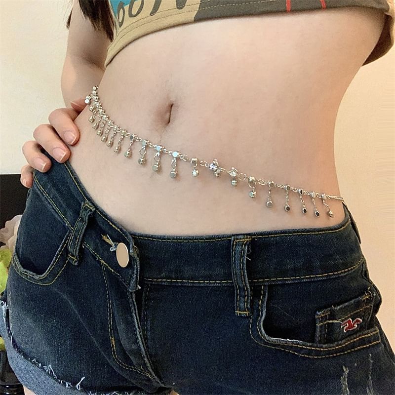 Waist Fringed Rhinestone Chain Alloy