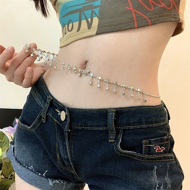 Waist Fringed Rhinestone Chain Alloy