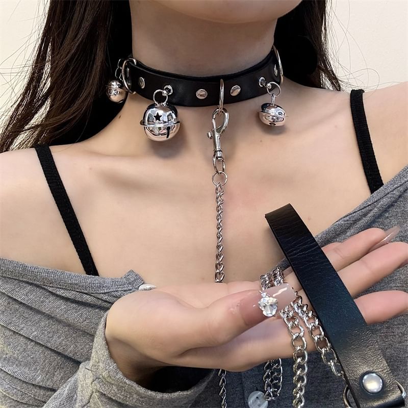 Faux Bell Choker Leather / Leash