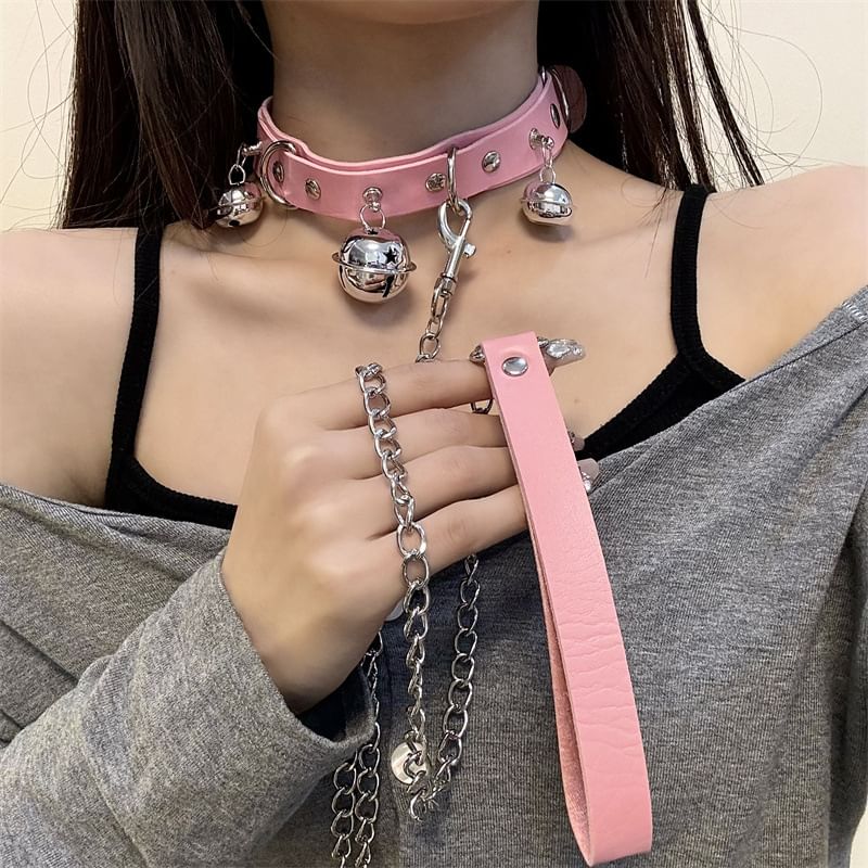 Faux Bell Choker Leather / Leash