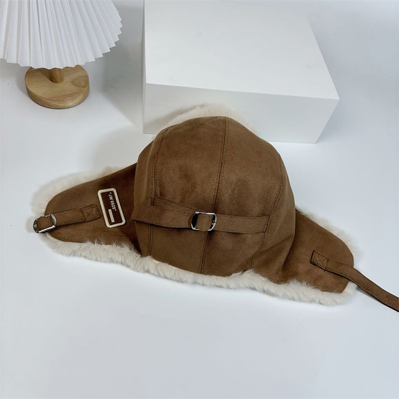 Hat Trapper Suede Fleece-Lined Faux