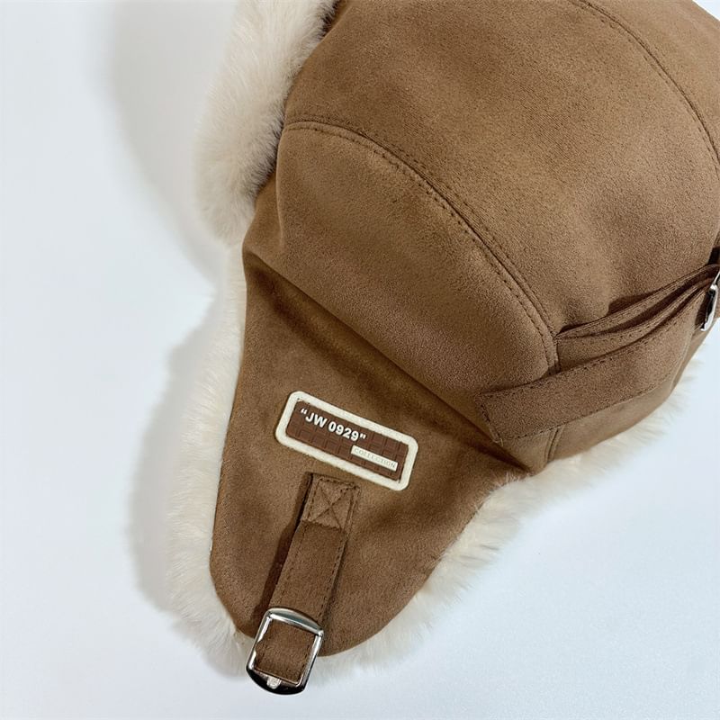 Hat Trapper Suede Fleece-Lined Faux
