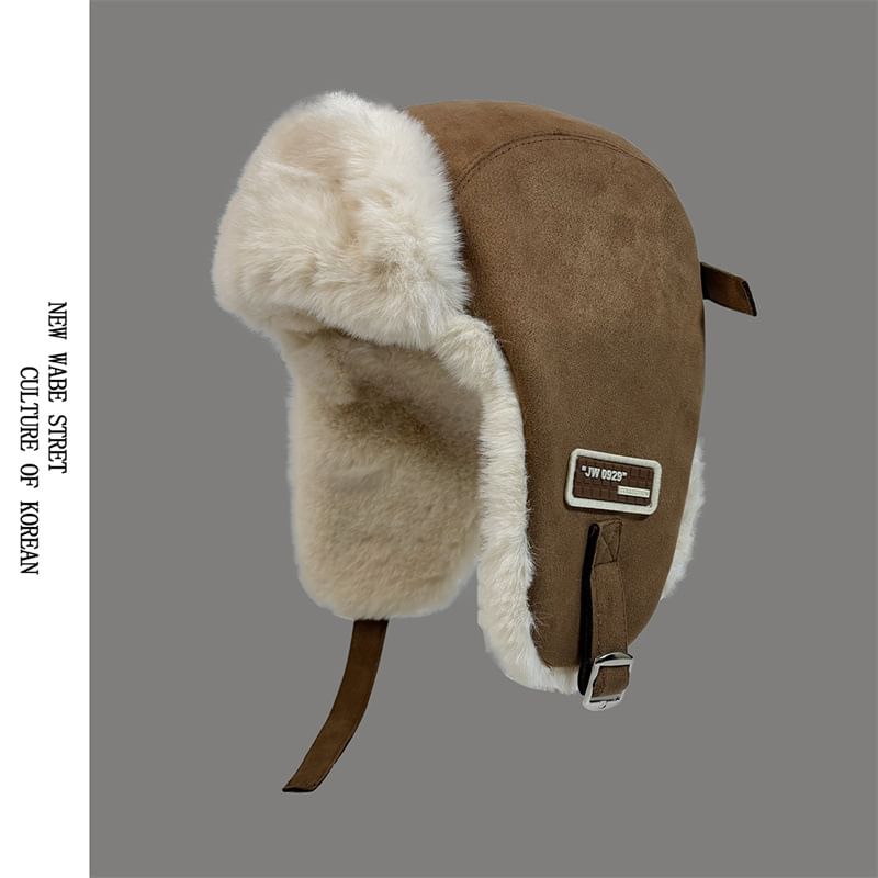 Hat Trapper Suede Fleece-Lined Faux