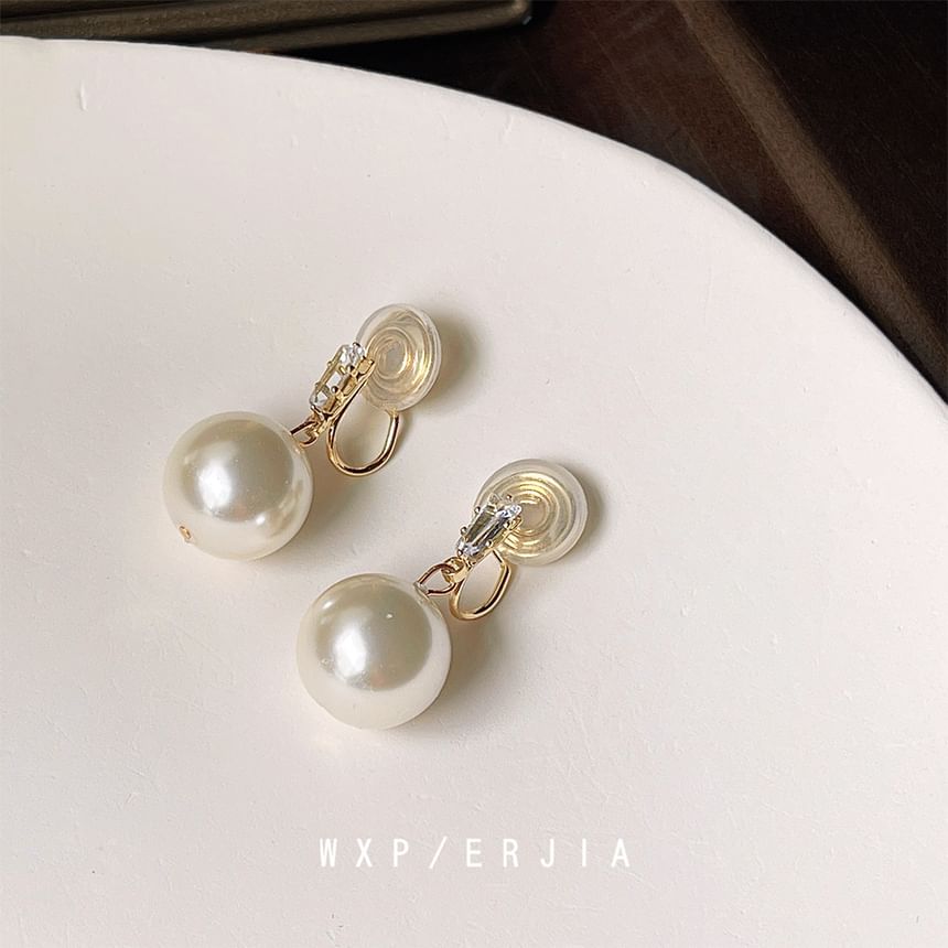 Alloy Rhinestone Earring Drop Faux Pearl