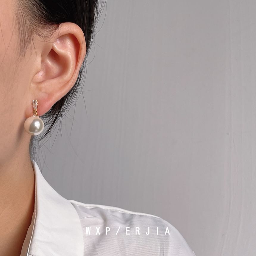 Alloy Rhinestone Earring Drop Faux Pearl