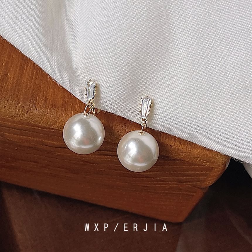 Alloy Rhinestone Earring Drop Faux Pearl