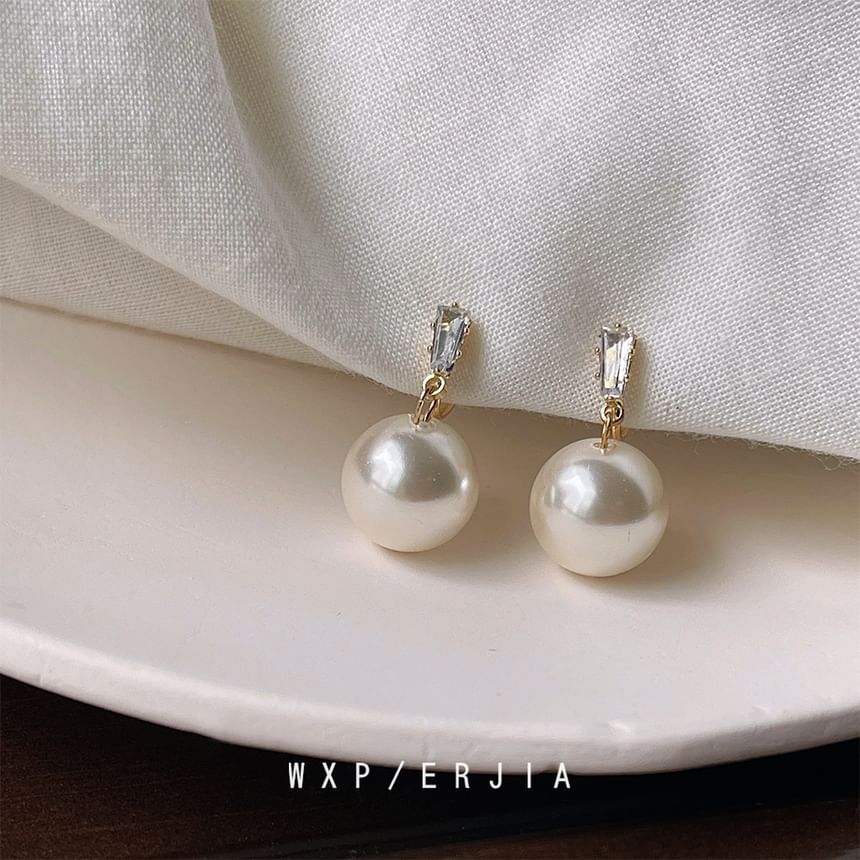 Alloy Rhinestone Earring Drop Faux Pearl